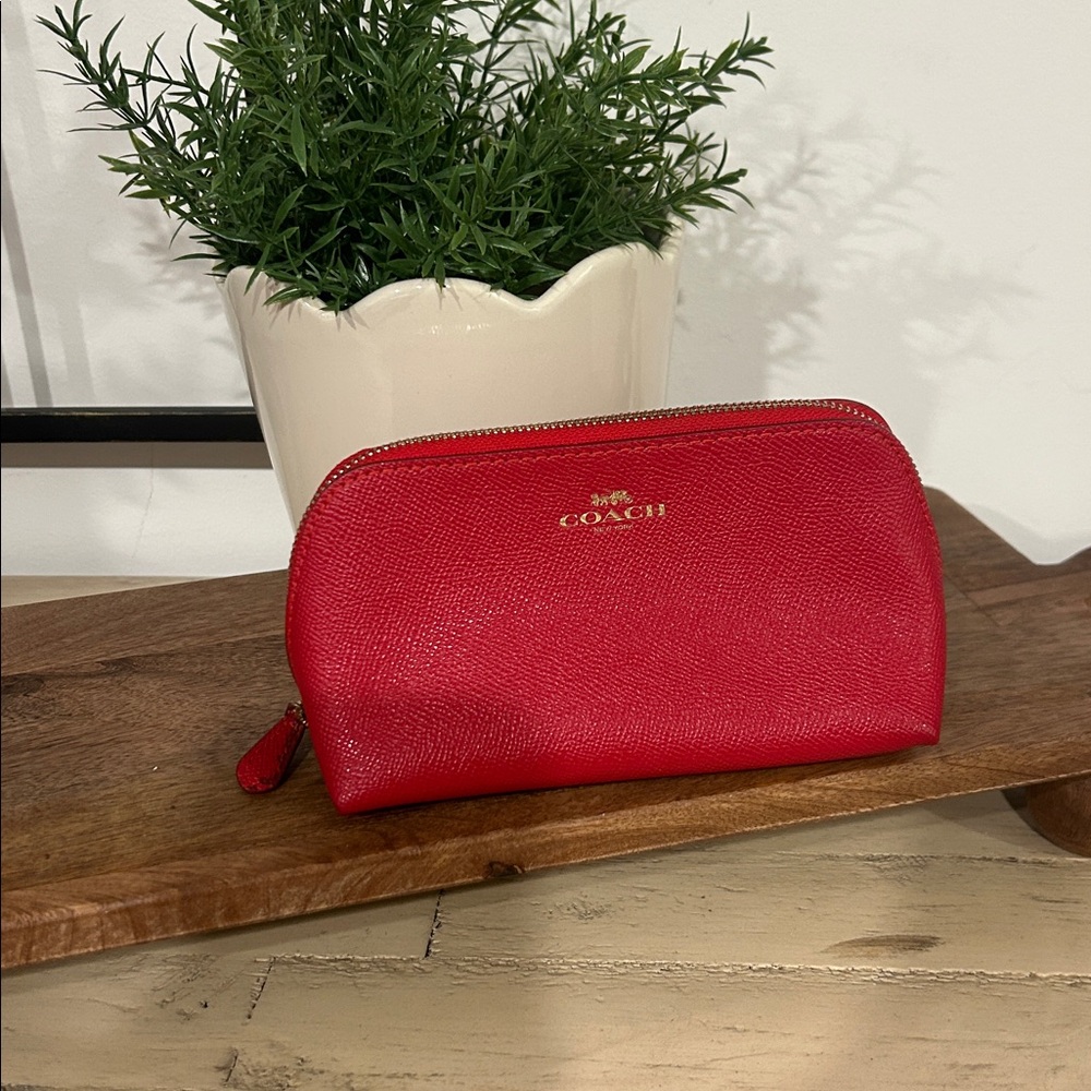 Coach Red Leather Cosmetic Case